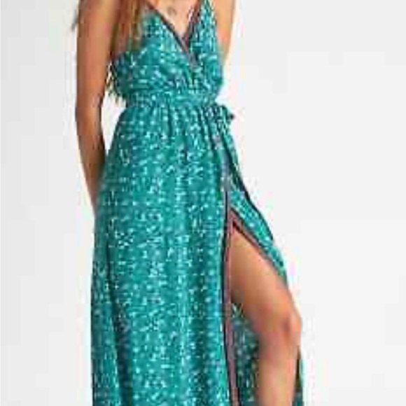 Billabong Blue and Green Maxi Sundress with Slit - Picture 2 of 7